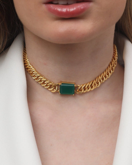 Cuban Cupid Choker - Green Onyx