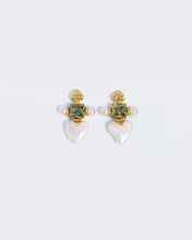 Load image into Gallery viewer, Cou Cou Green Heart Earrings
